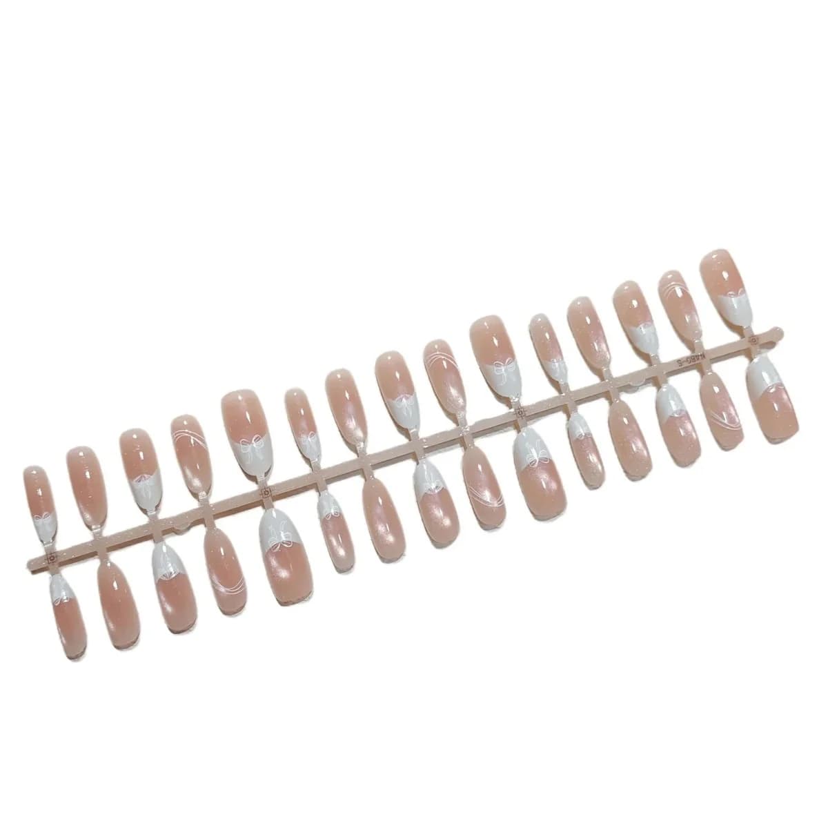 Mjölkvit Cat Eye Lösnaglar Medium Oval Form 30 Delar