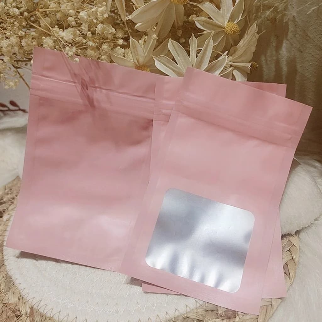 Frostade plastpåsar med dragkedja för nagelverktyg och press-on naglar