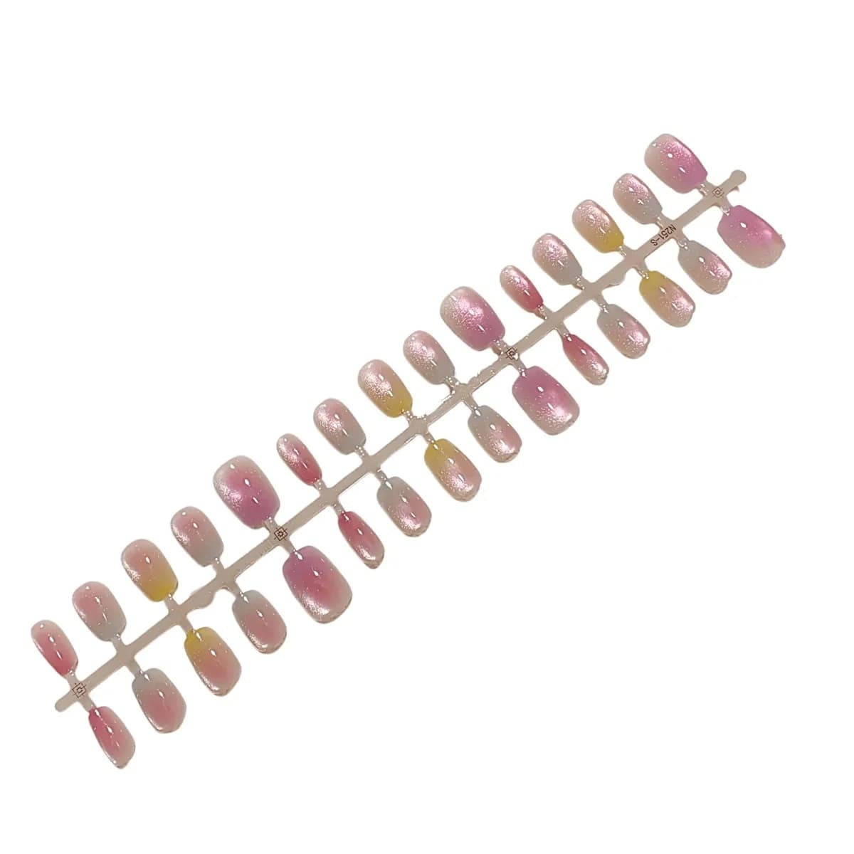 Fruktgradient Cat Eye Lösnaglar med Glaspärleglans