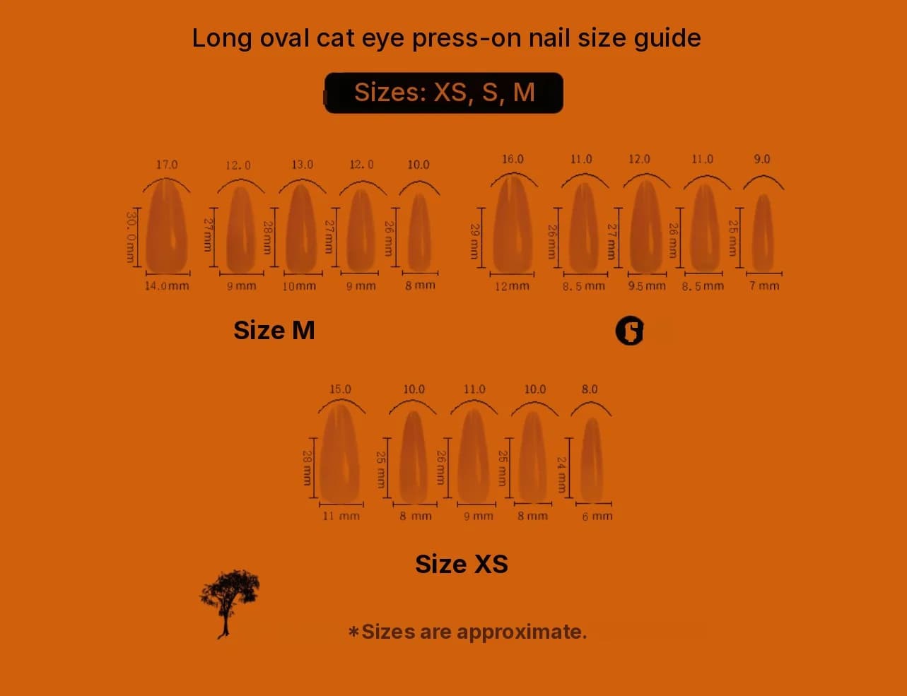 Långa Ovala Cat Eye Lösnaglar med Spegelkromyta