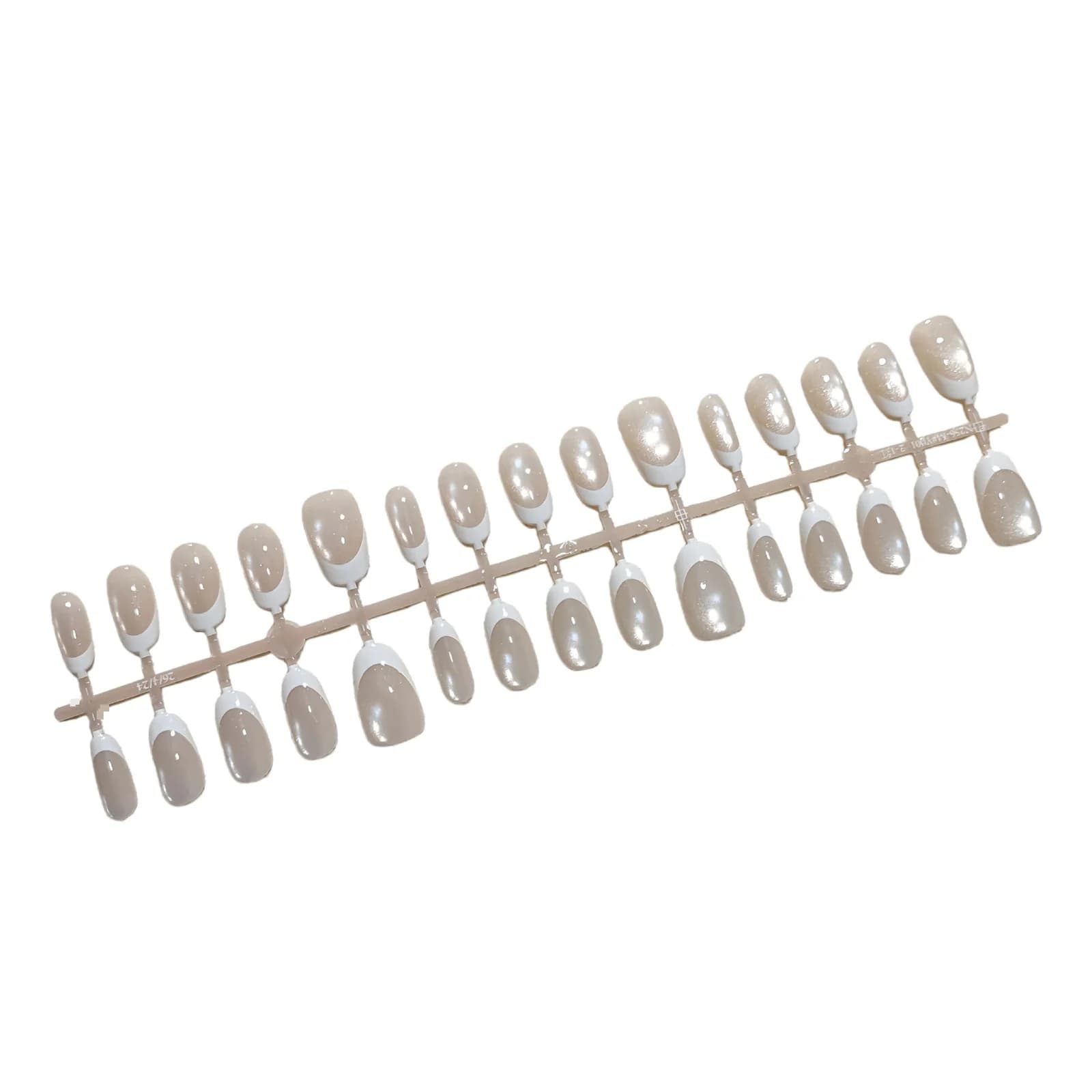Fransk Vit Cat Eye Lösnaglar Kort Oval 30 st